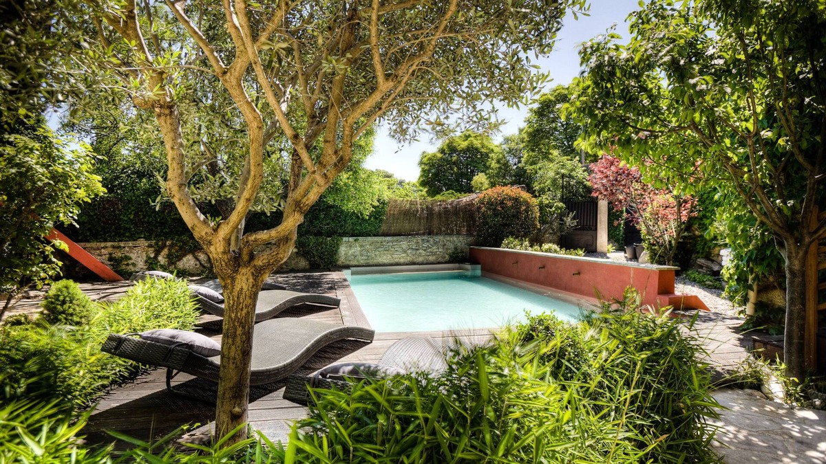 Goult House | OLD BUILDING Pool, Garden and Terrace views towards GORDES and JOUCAS