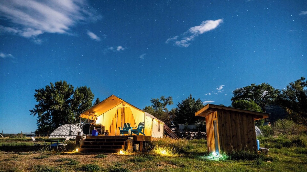 Mancos RV Rental | On-Farm Glamping Tent with Views of Mesa Verde