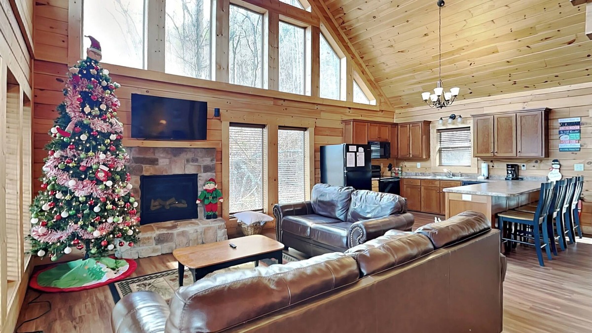 Gatlinburg Cabin | Outdoor fireplace, hot tub with stunning views, spacious interior + pet-friendly