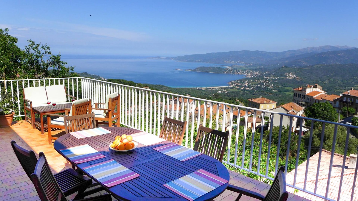 Calcatoggio Villa | Panoramic view of the sea and the mountains, Detached village house,