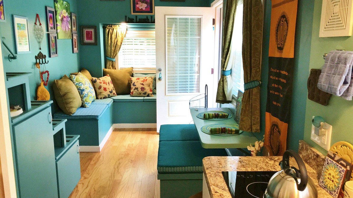 Winchester House | Peaceful Secret Gardens Tiny Home - loft & stairs lead to a Queen Size Bed