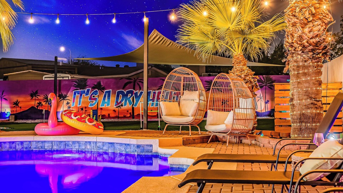 Maryvale House | Phoenix Villa - Private Resort Style backyard, Pool, Volleyball, Putting Green