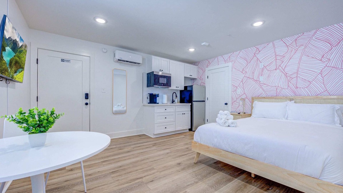 Galveston Apartment | Pink Flamingo Studio Apartment
