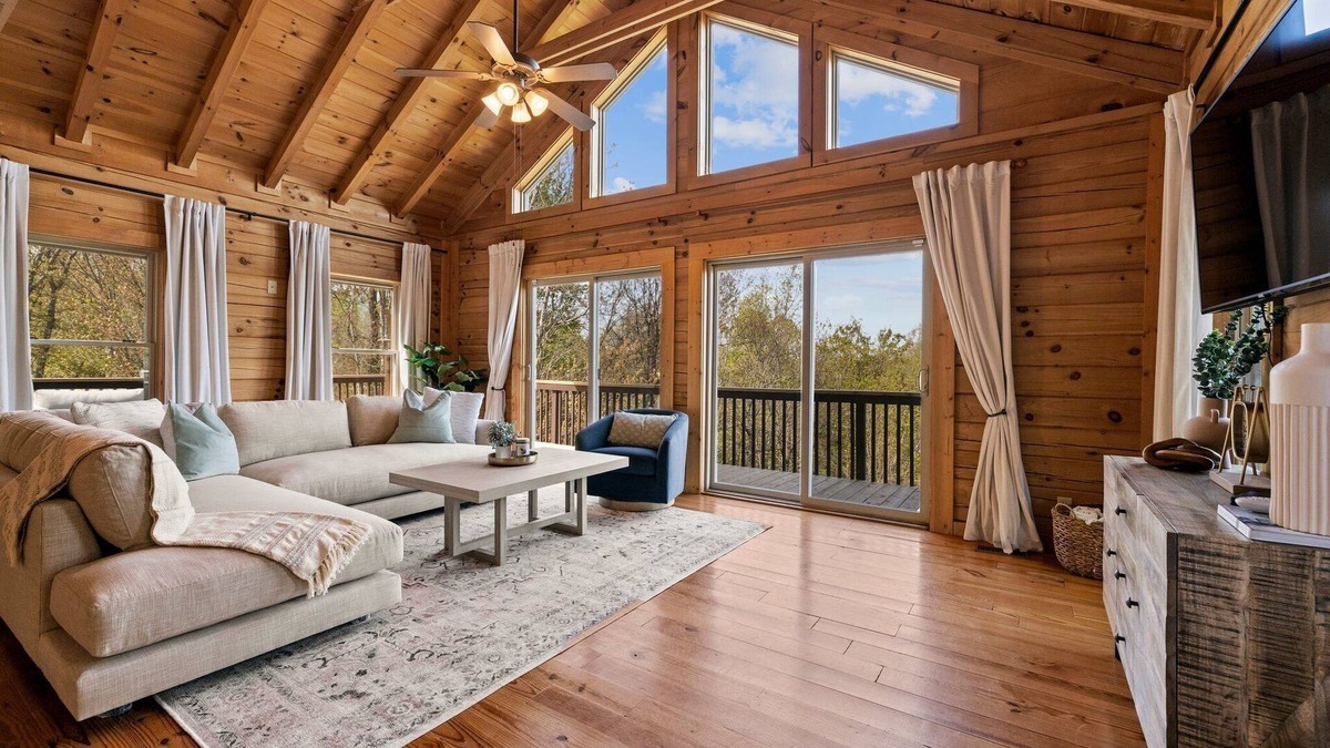 Pisgah Forest Cabin | Pisgah Paradise Private Game Room Large Deck