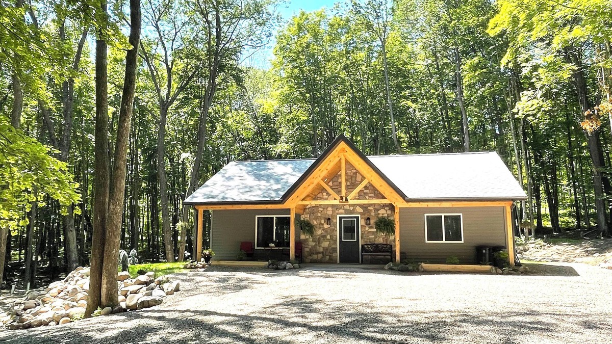 Pickerel Cabin | Private Cozy Luxury Cabin in Woods across from Lake, UTV trails - Pet Friendly