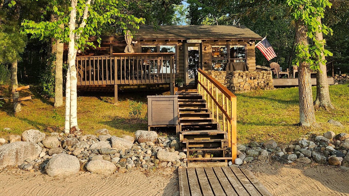 Nevis Cabin | Private lake cabin. WiFi, Beach, Pontoon Rental. Booking for summer of 26!