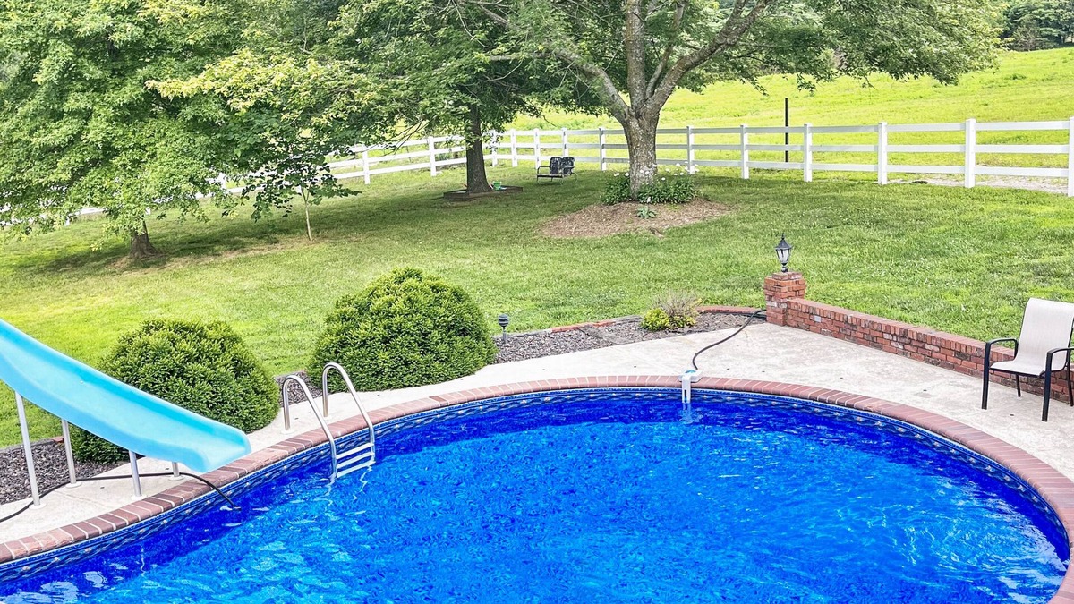 Brookline Station House | Private Pool Still Open at The Redemption Ranch: fire pit, sunroom