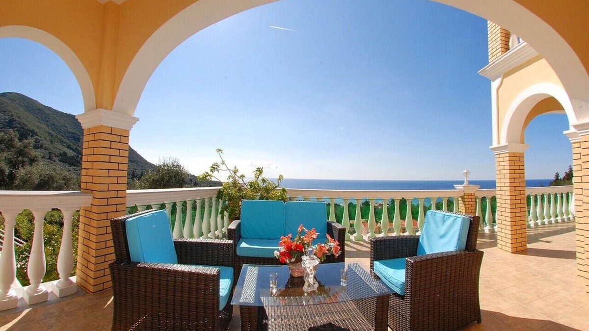 Skala Villa | Private Villa with superb seaview, swimming pool, garden, parking, pet friendly
