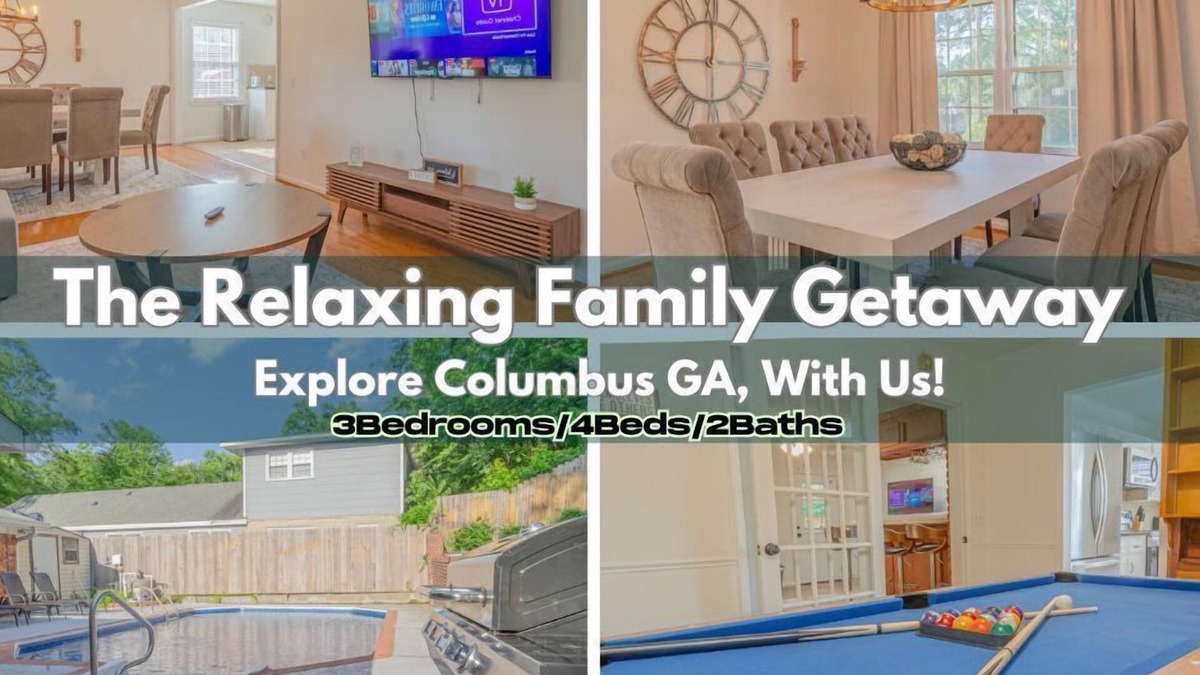 Columbus House | Relaxing 3BR Getaway: Pool, Game Room & Pool Table