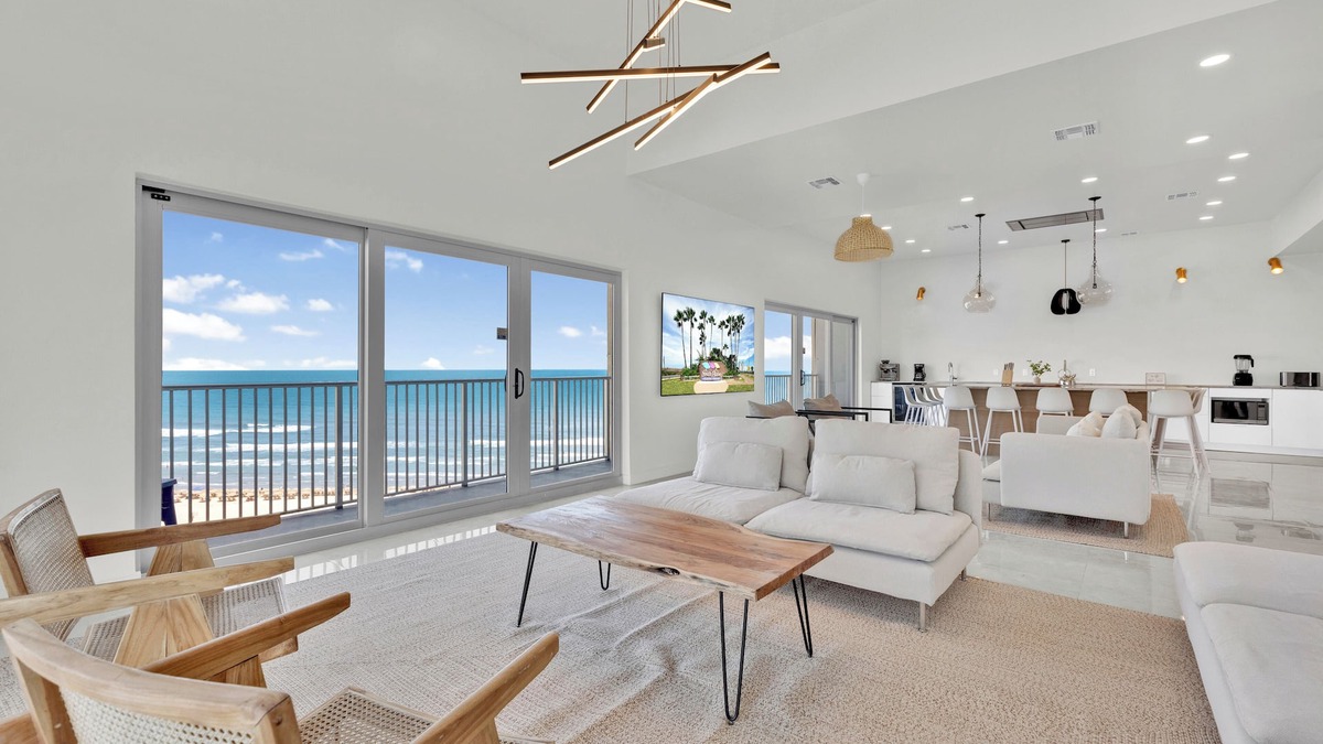 South Padre Island Condo | Remodeled Beachfront Penthouse with Ocean Views for Miles! Community Pool & Beach Access!