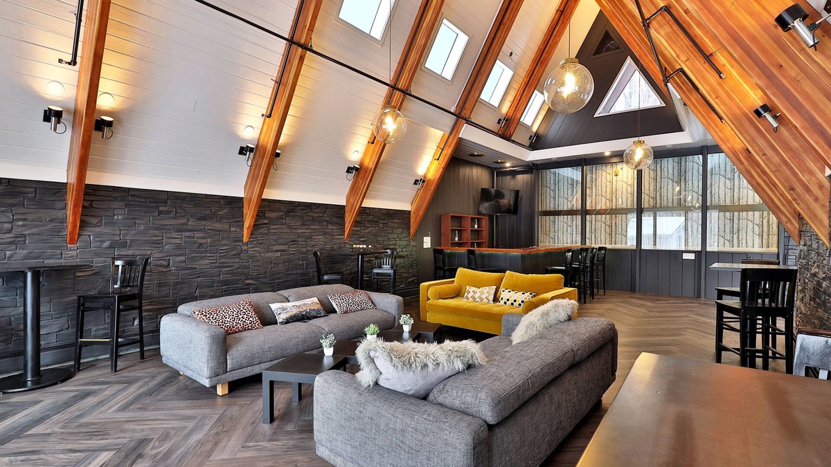 Killington Cabin | Rent An Inn! Takeover the Birch Ridge Mountain Lodge: 11 Rooms, Bar, Fireplace. 28 ppl. Event space.