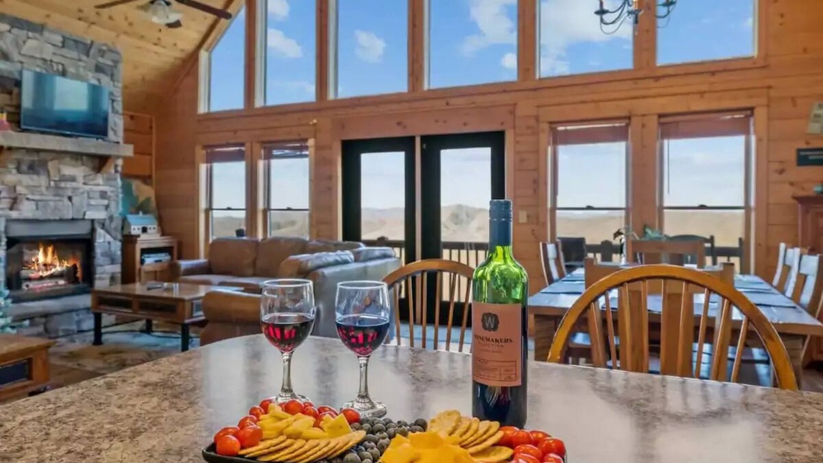 Wolf Laurel House | Ridgetop Retreat Views Fireplace