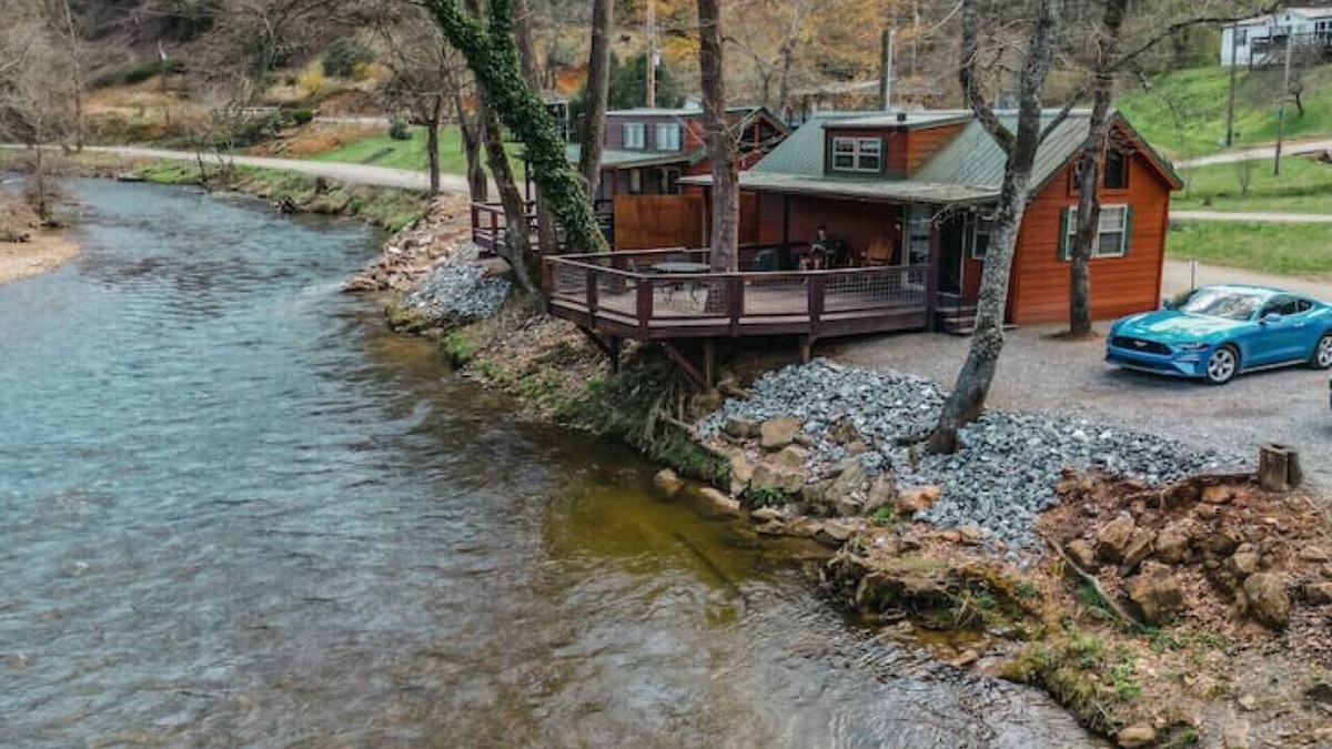 Dillsboro House | Riverfront Cabin with Deck and Fire Pit Near the Smoky Mountains!