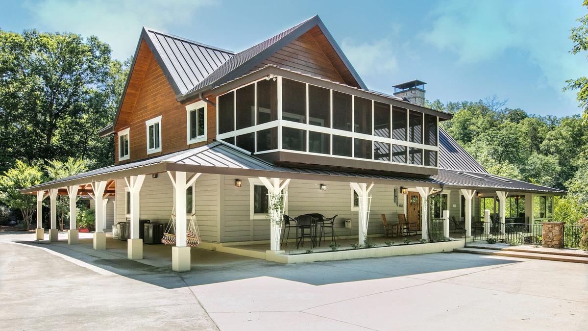 Rutherfordton Cabin | Riverside opulence with game room, private heated pool, hot tub & firepit