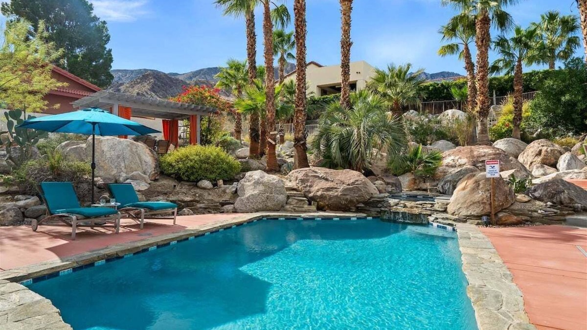 Chino Canyon House | Rockin Palms - Relax & Recharge: Elegant Design, Cozy Fire Pit & Poolside Bliss