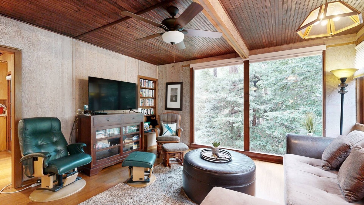 Brookdale Cabin | Rustic chic retreat set back among the trees with furnished deck