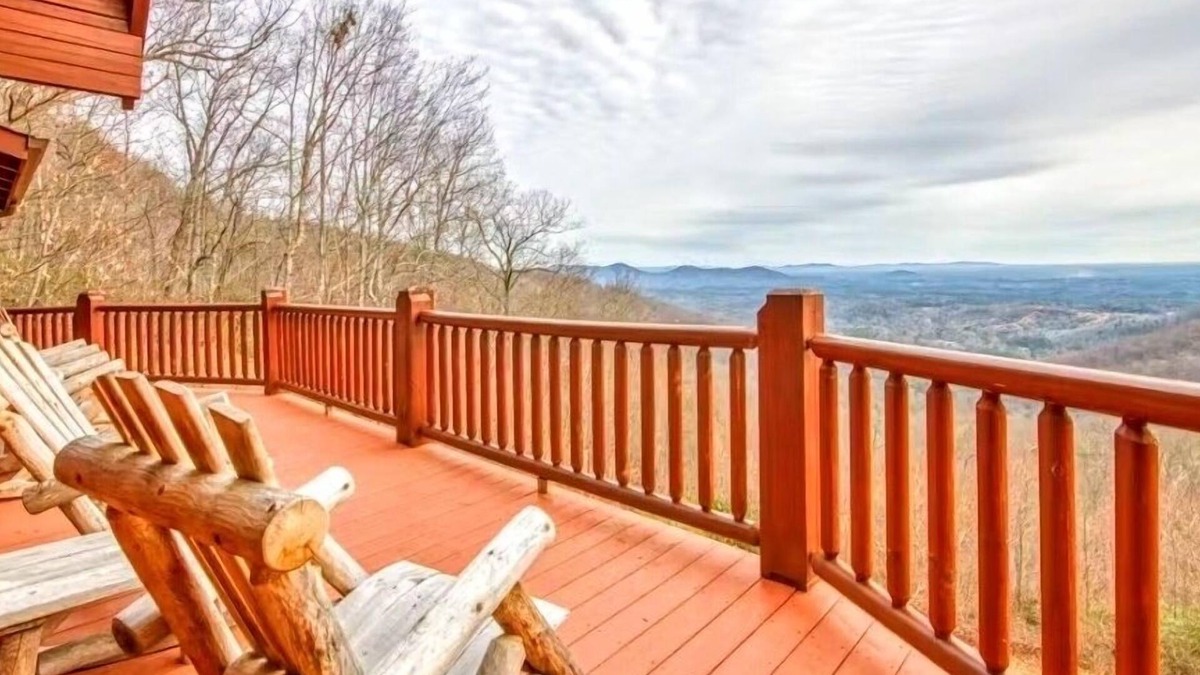 Lake Lure Cabin | Rustic mountain-view home with deck, fire pit, hot tub, fireplace, & game room