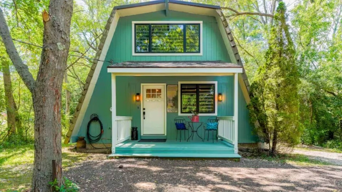 Caledonia Cabin | Rustic Riverside A-Frame Retreat: Secluded Charm.