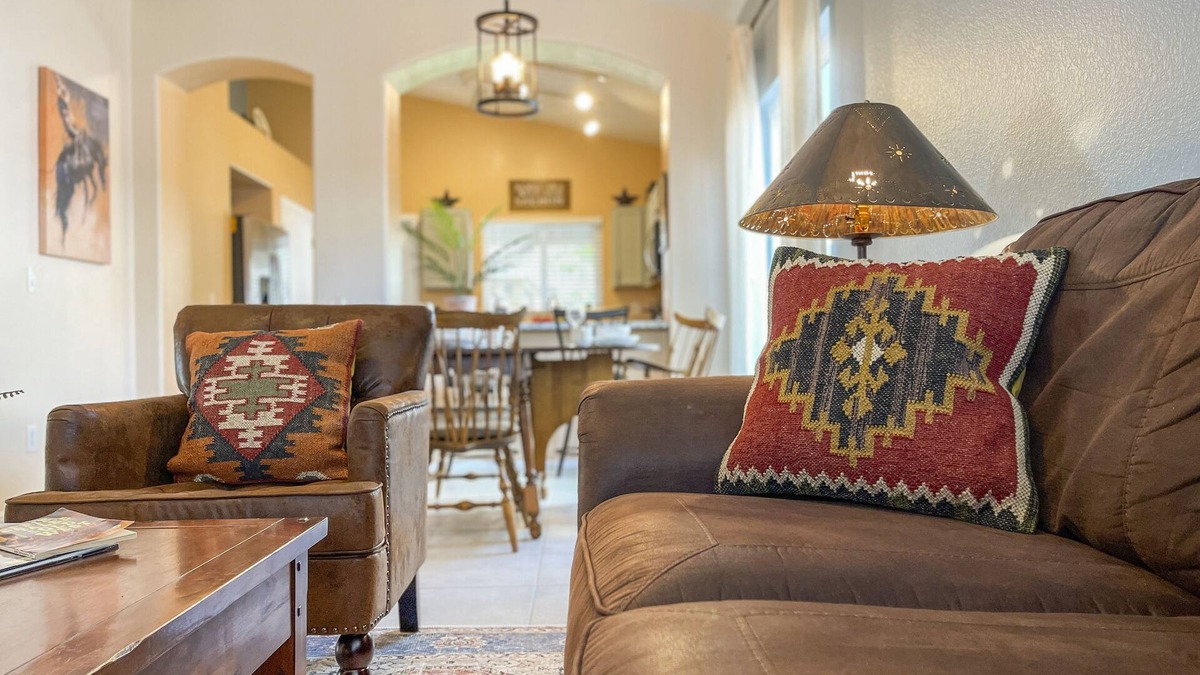 Sarival Village House | Saddle In & Kick Back: Old West Charmer w/King Bed and Putting Green