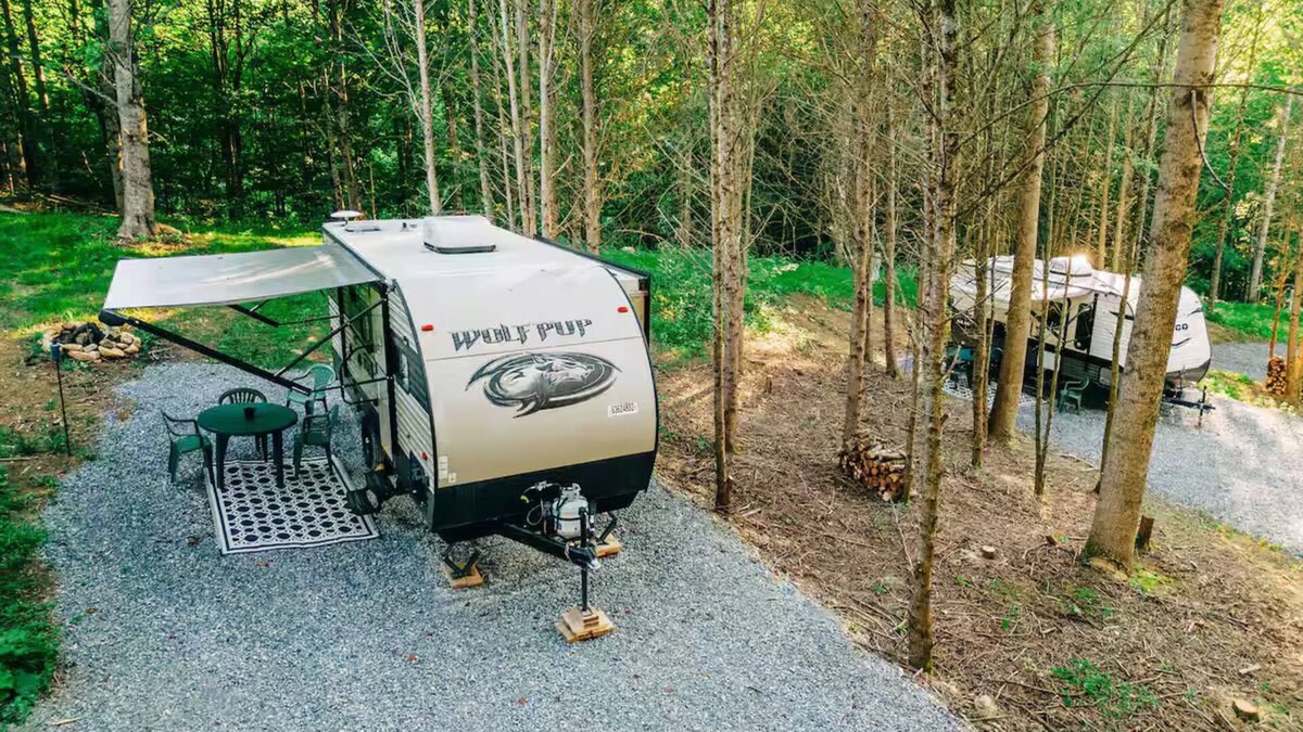 Roan Mountain House | Safe Haven Farm Wolf Pup RV Camper Roan Mountain