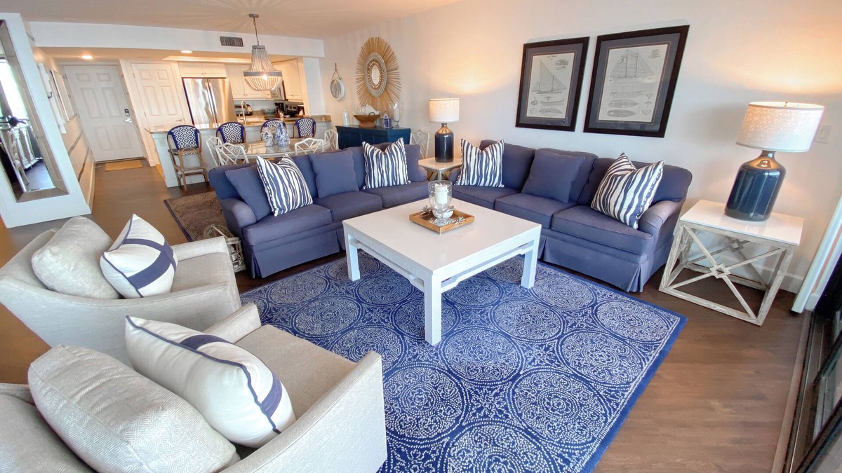 Punta Rassa Apartment | Sanibel Harbour Resort Bay View Tower 334: Fresh nautical theme with Beachfront views