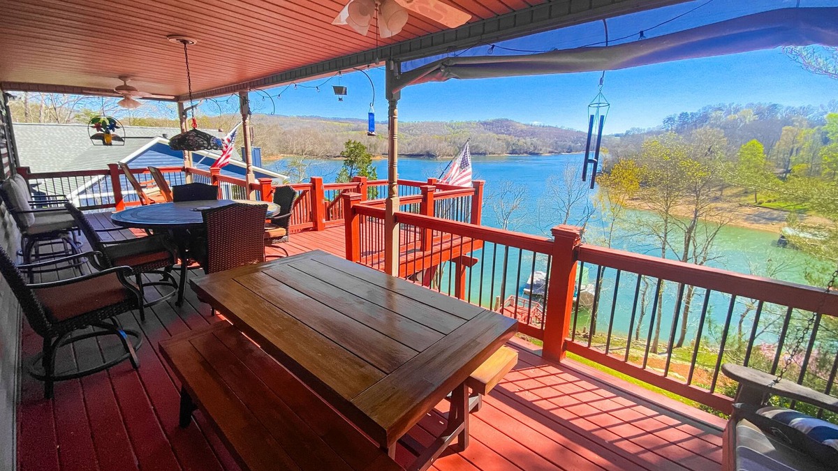 Rock Harbor House | Scenic 6BR lakefront home in cove with private dock, boat slips, hot tub-Dogs ok