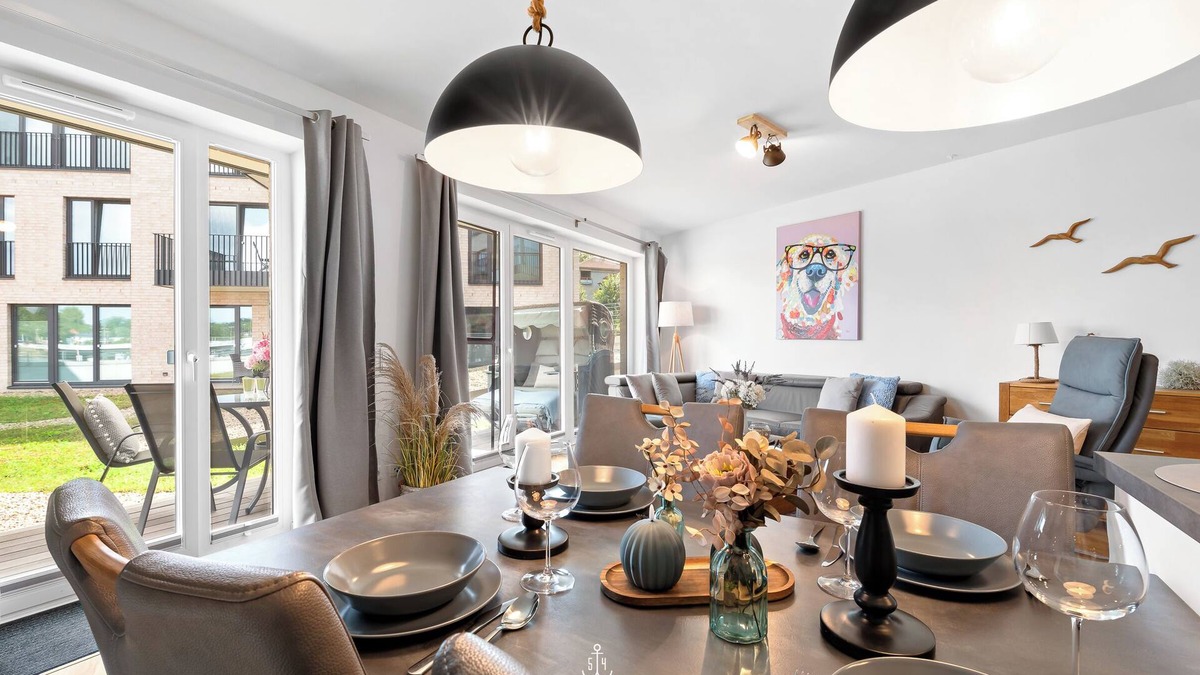 Kappeln Apartment | Schleiquartier - Hafenblick, Terrasse, Strandkorb, Aufzug, Dusche, Tiefgarage