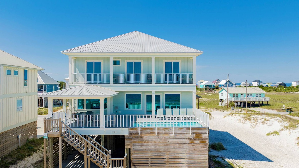 Fort Morgan House | Seaglass - Brand New Beachfront Home w/Private Pool - Sleeps 32!