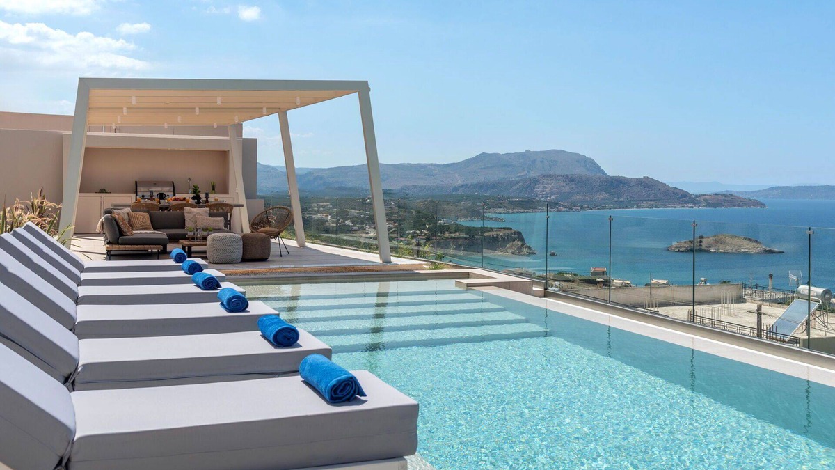 Plaka Apartment | Seaview Lux - Modern vacation rental with private pool in Plaka, Crete