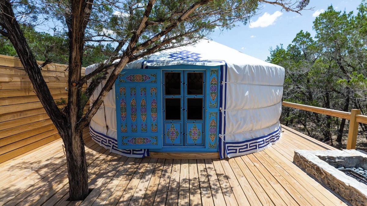 Dripping Springs Cabin | Secluded, Romantic Yurt w/Hot Tub at The Yurtopian - "Lizzie"