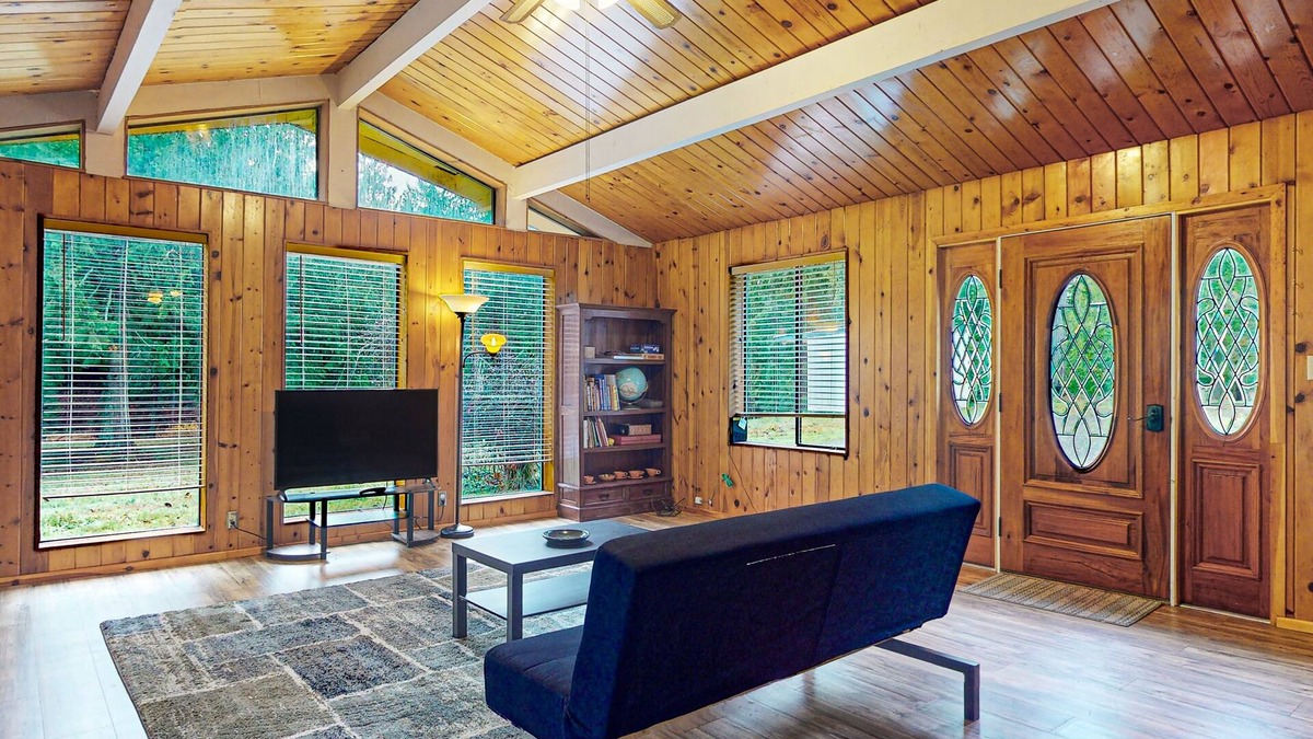Bellingham House | Secluded, single-level getaway with a large yard, gas fireplace, & dog friendly