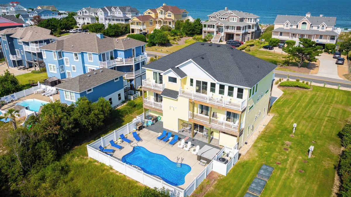 Whalehead Beach House | Semi-Oceanfront Retreat w/Pool, Theater, Elevator