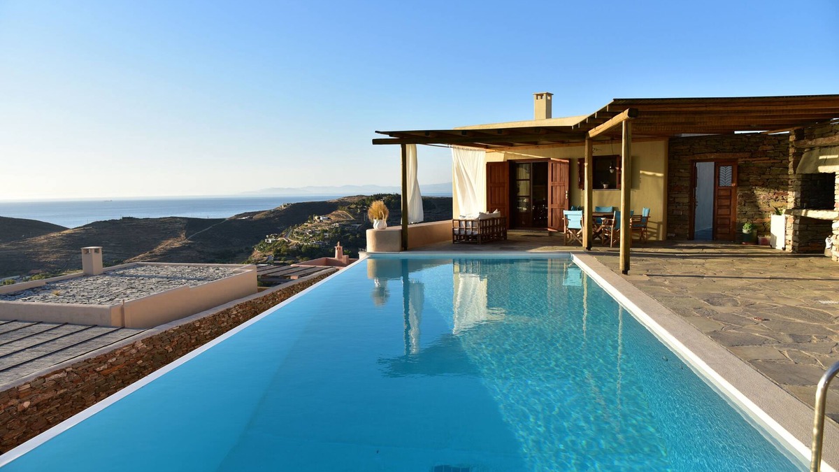 Vourkari Villa | Silver Moon Villa: Artistic villa with a breathtaking view of the Aegean
