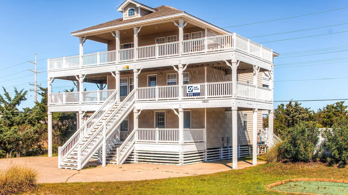 Wind Over Waves House | Soundside Dog Friendly Home w/Pool, Hot Tub, Putting Green, Community Boat Ramp