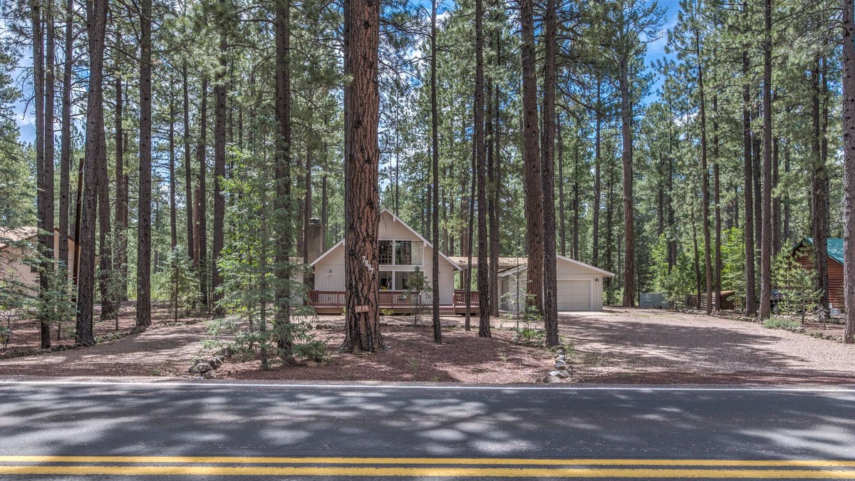 Pinetop Cabin | Spacious A-frame cabin,3BR, 3BA, two Ensuites backing to the forest! King BR