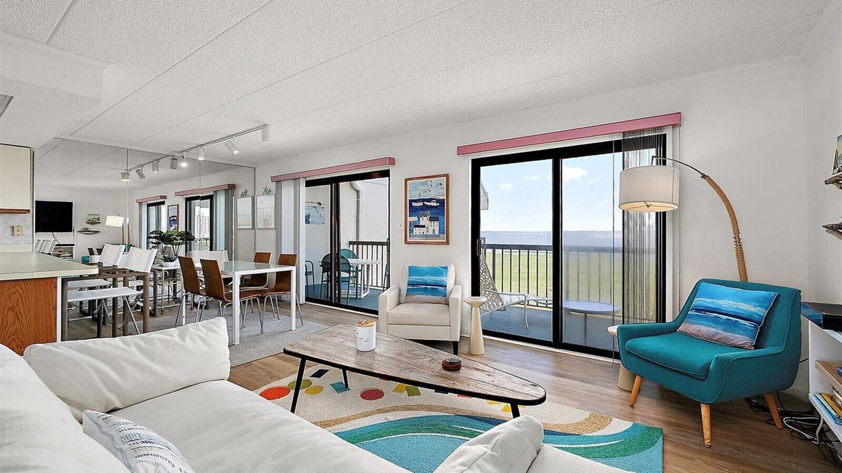 Midtown Ocean City Condo | Spacious Condo with Beautiful Bay Views from 24`wide Covered Balcony!