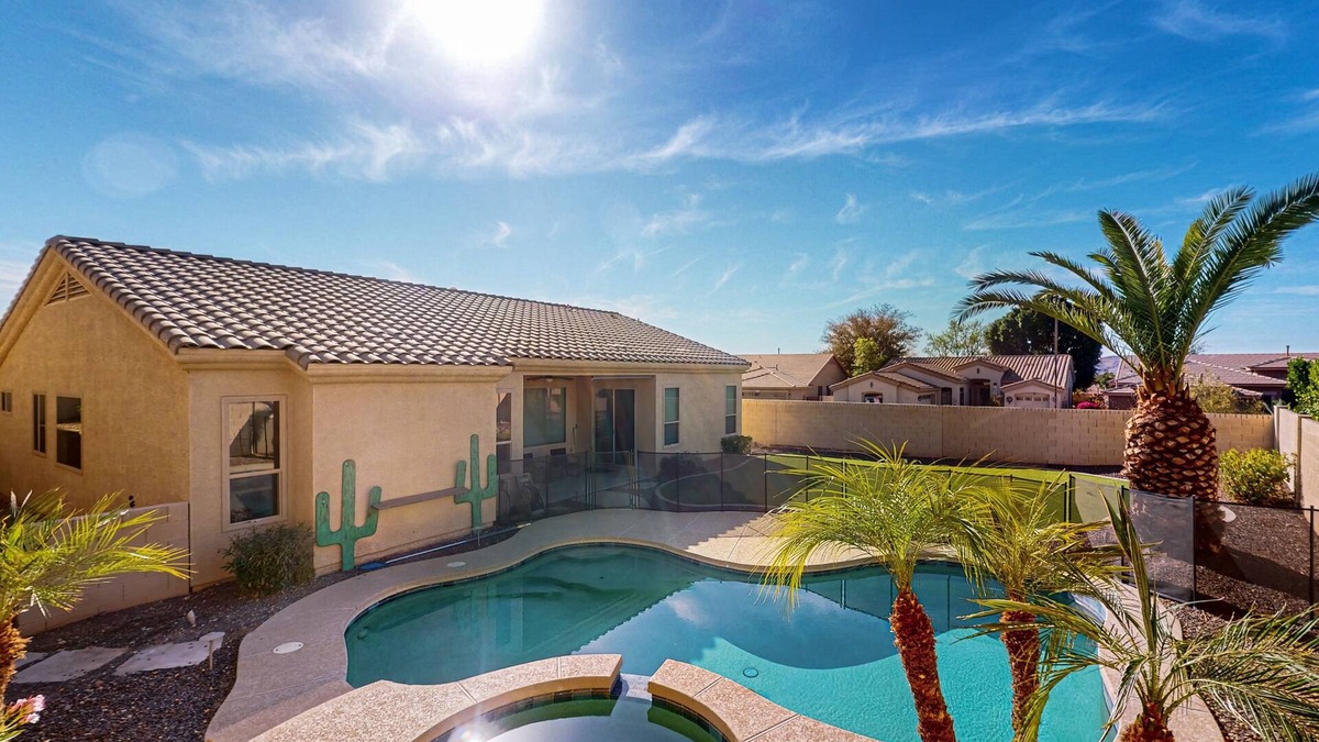 Stetson Hills State House | Spacious luxury home with pool and pool spa, large yard, & central AC