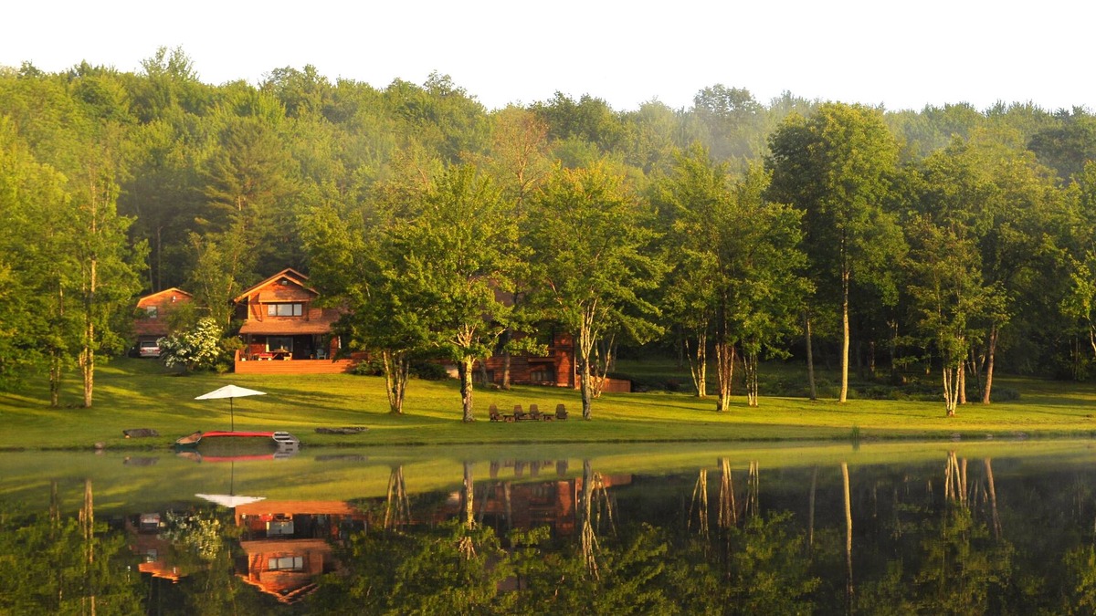 Bovina Center House | Spruce Lake Farm 56-acre mountain-top log home estate on private 7-acre lake