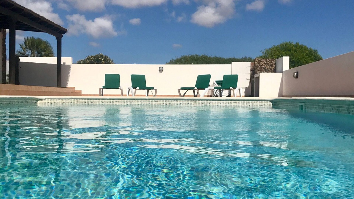 Lajares Villa | StayonBoard: Rustic villa with heated pool, view, patio, wifi, tv, .