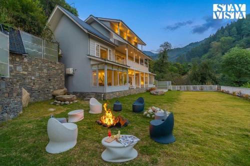 Naggar Villa | StayVista at Riverside Symphony -5BR Villa in Manali with Valley view, Bonfire, BBQ, WiFi