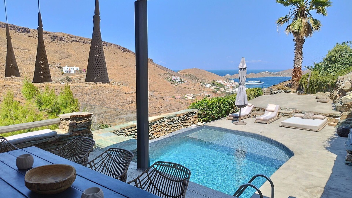 Korissia Villa | Stone villa with private pool Sea ant Mountain View.Alone ant next to everything