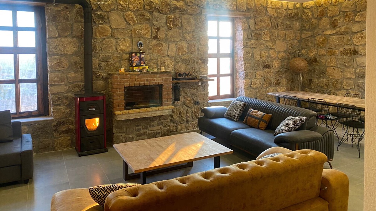 Karaoz House | Stonehouse w Fireplace, Pool and Backyard in Izmir