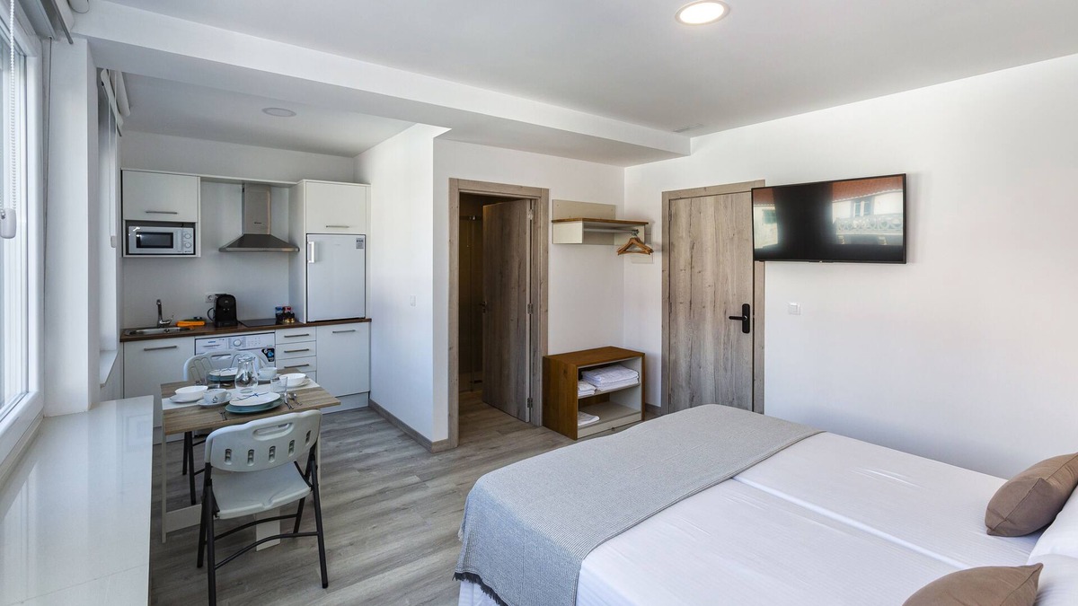 Muxia Apartment | Studio view square cabo da vila downtown Muxia