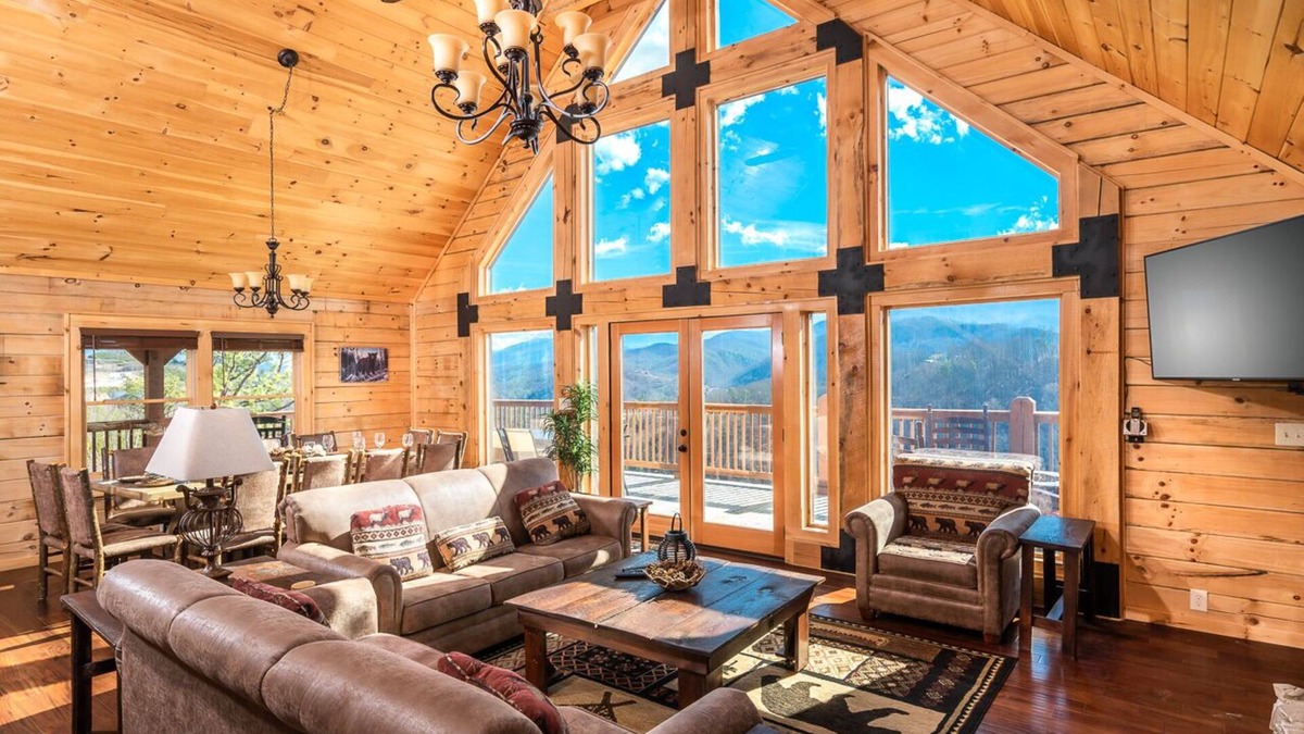 Chalet Village North Cabin | Stunning mountain views, game room, hot tub, and 5 king suites!