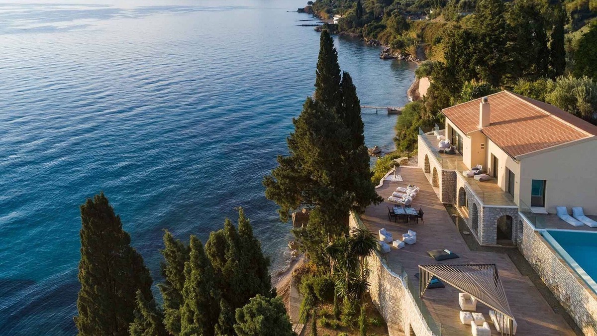Dafnata Villa | Stunning Seafront Corfu Residence | Villa Serene | Private Heated Pool |.