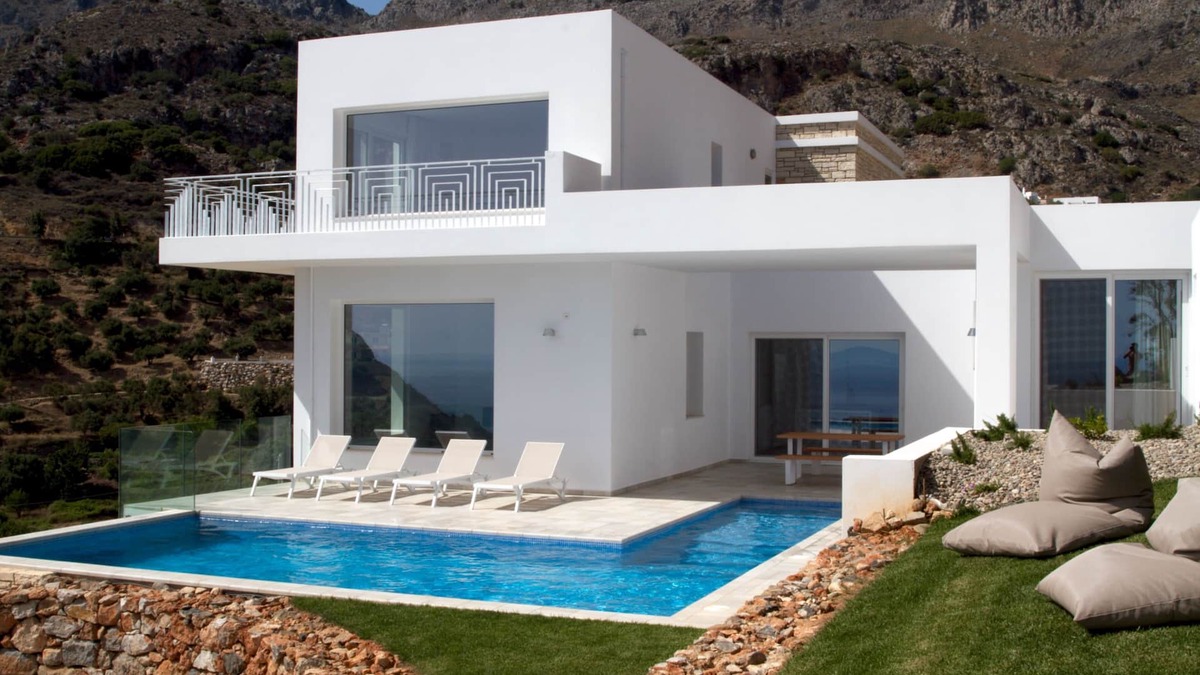 Agios Vasileios Villa | Stylish and contemporary 3 bedroom villa, with large pool, sea views + fast wifi