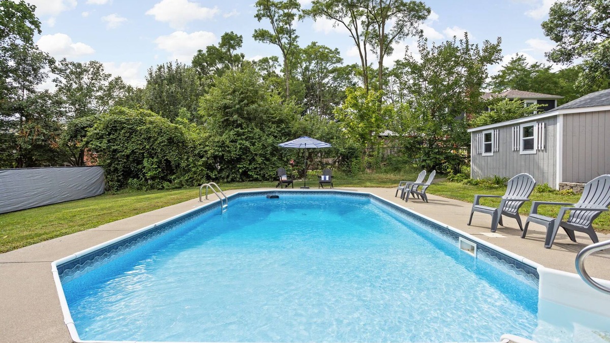 Indianapolis House | Stylish Indy Retreat w/Heated Saltwater Pool/Games/Fire Pits, Sleeps 12