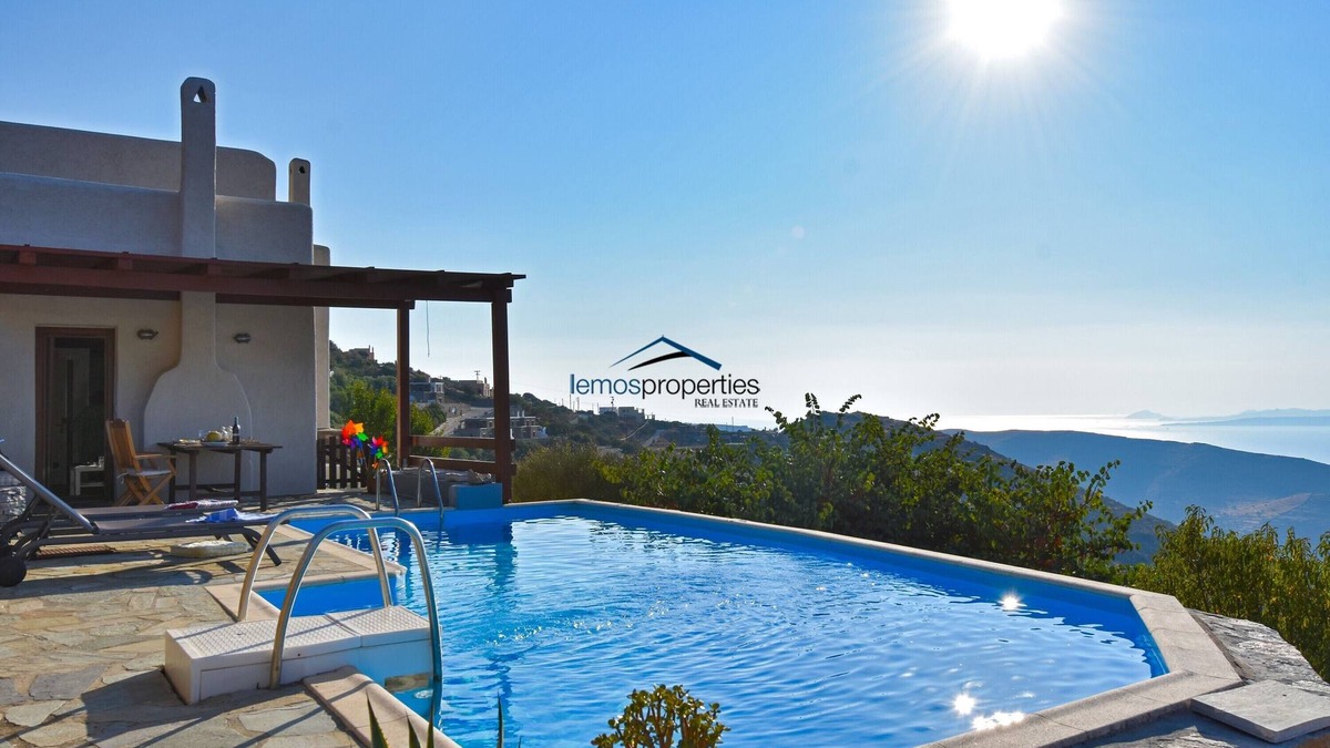 Kea House | Sunny house with a great sea view and a swimming pool