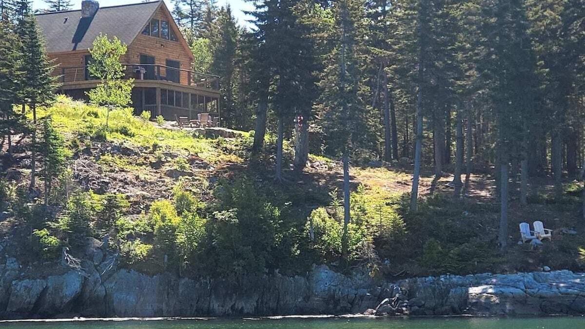 Roque Bluffs Cabin | Sunset Cabin by the Sea: Log cabin w/stunning ocean views. Unwind in paradise!