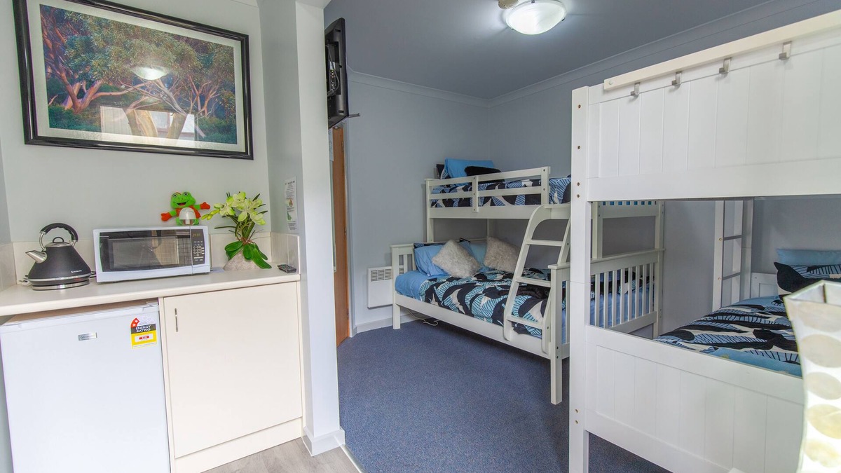 Baw Baw Village Cabin | Tanjil Creek Lodge - Bedroom 1 (modern, ensuited with kitchenette)